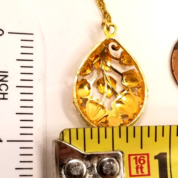 Black Hills Gold 10KT 12KT pink green yellow gold leaves teardrop necklace chain - Picture 3 of 12